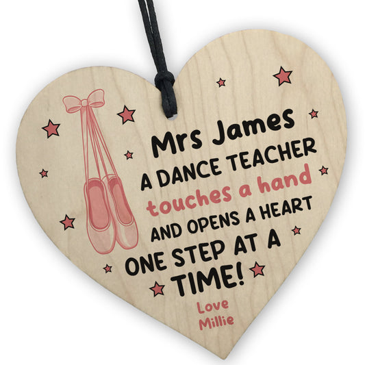 Personalised Dance Teacher Gifts Wooden Heart Ballet Tap Jazz