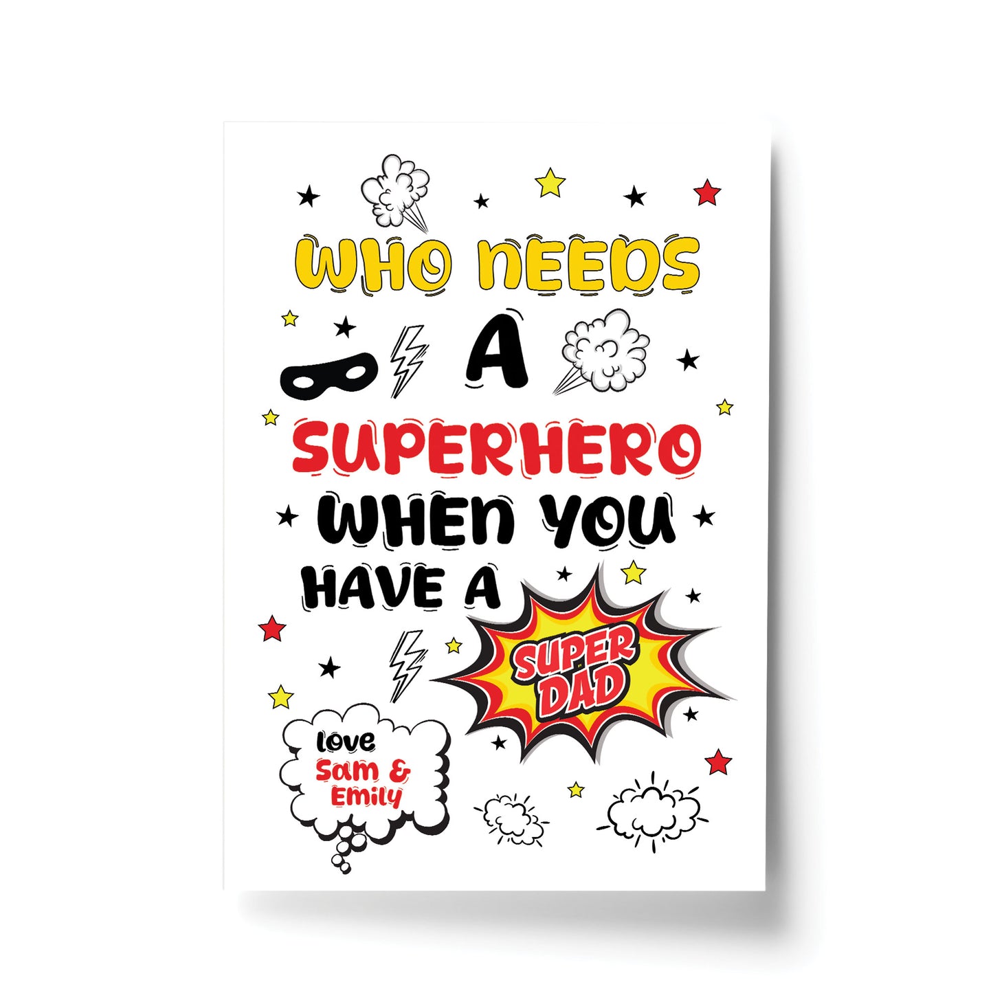 PERSONALISED Daddy Dad Superhero Fathers Day Gifts Print