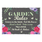 GARDEN RULES Sign Garden Shed Sign Garden Sign For Outdoor Shed