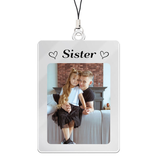 Sister Keyring Gift Personalised Photo Acrylic Keychain Birthday