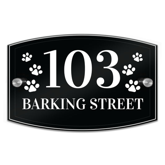 Dog Theme House Sign Plaque Door Number 1 - 9999 Personalised