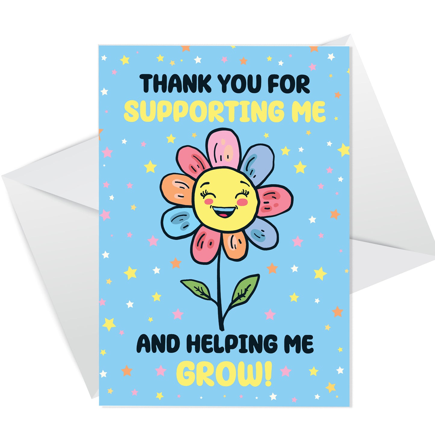 TEACHER CARDS Thank You For Helping Me Grow Flower Card Leaving