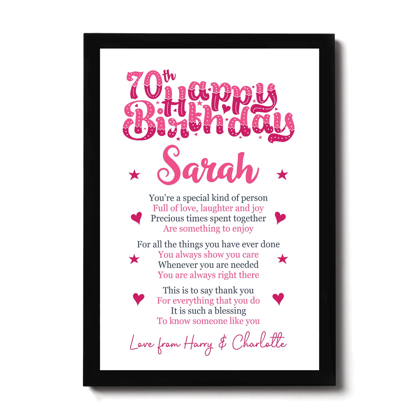 PERSONALISED 70th Birthday Gifts For Her Gift For Daughter Mum