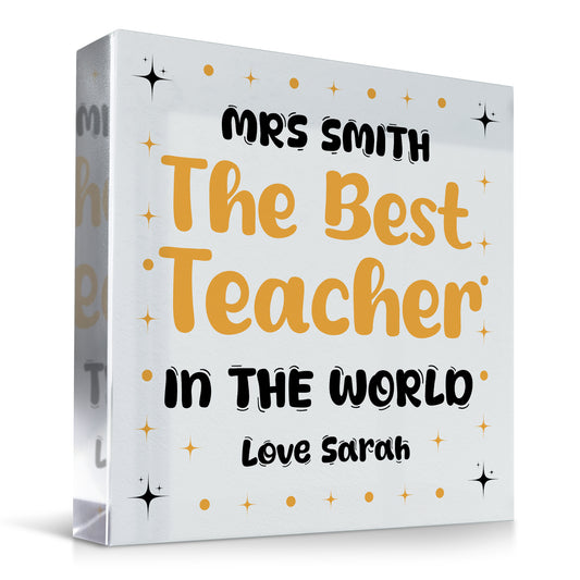 Gift For The Best Teacher In The World Personalised Block