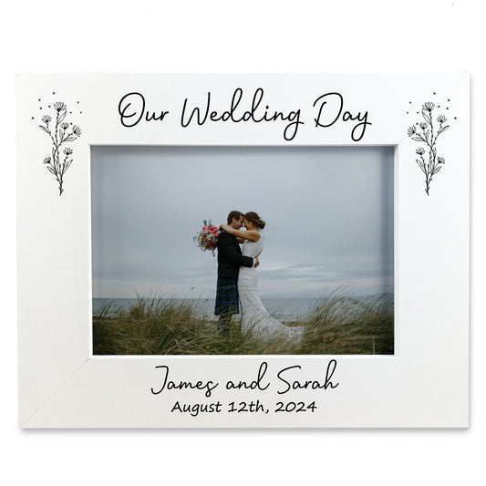 Personalised Wedding Day 7x5 White Photo Frame Gift Keepsake