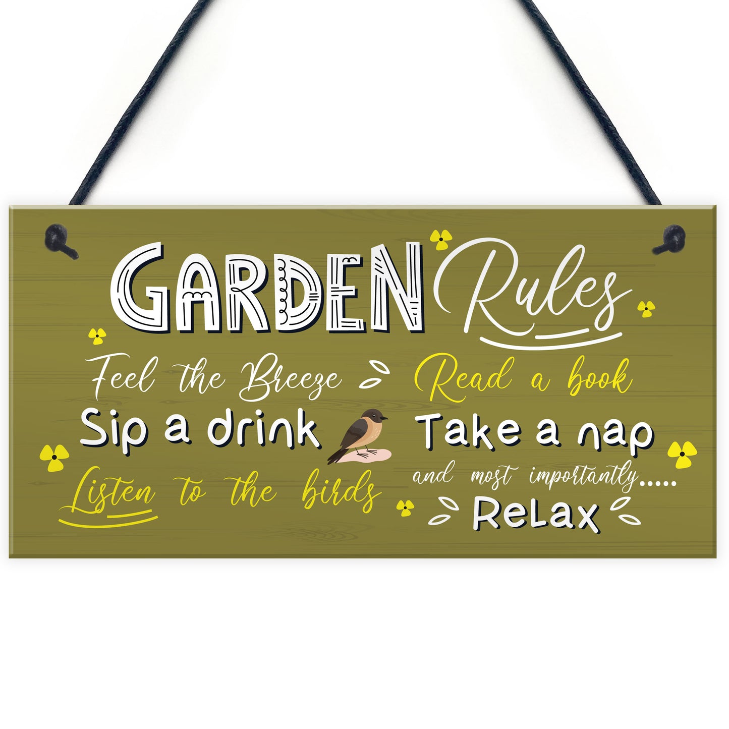 Handmade Hanging Wall Plaque Garden Rules Sign For Gardener