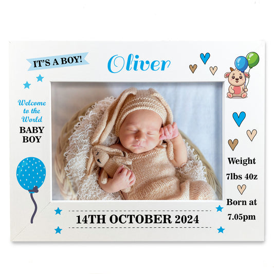 Newborn Baby Boy Keepsake Gifts Personalised Birth Details