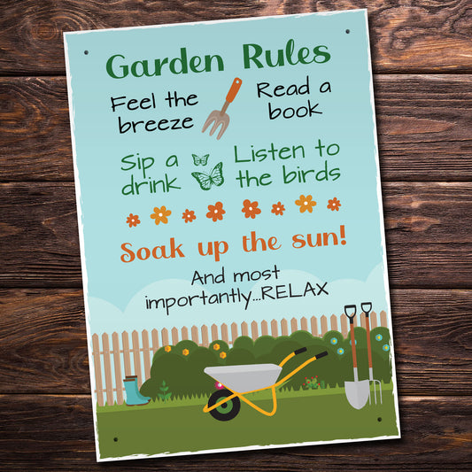 Garden Rules Sign A4 Wall Fence Plaque Beautiful Sign For Garden