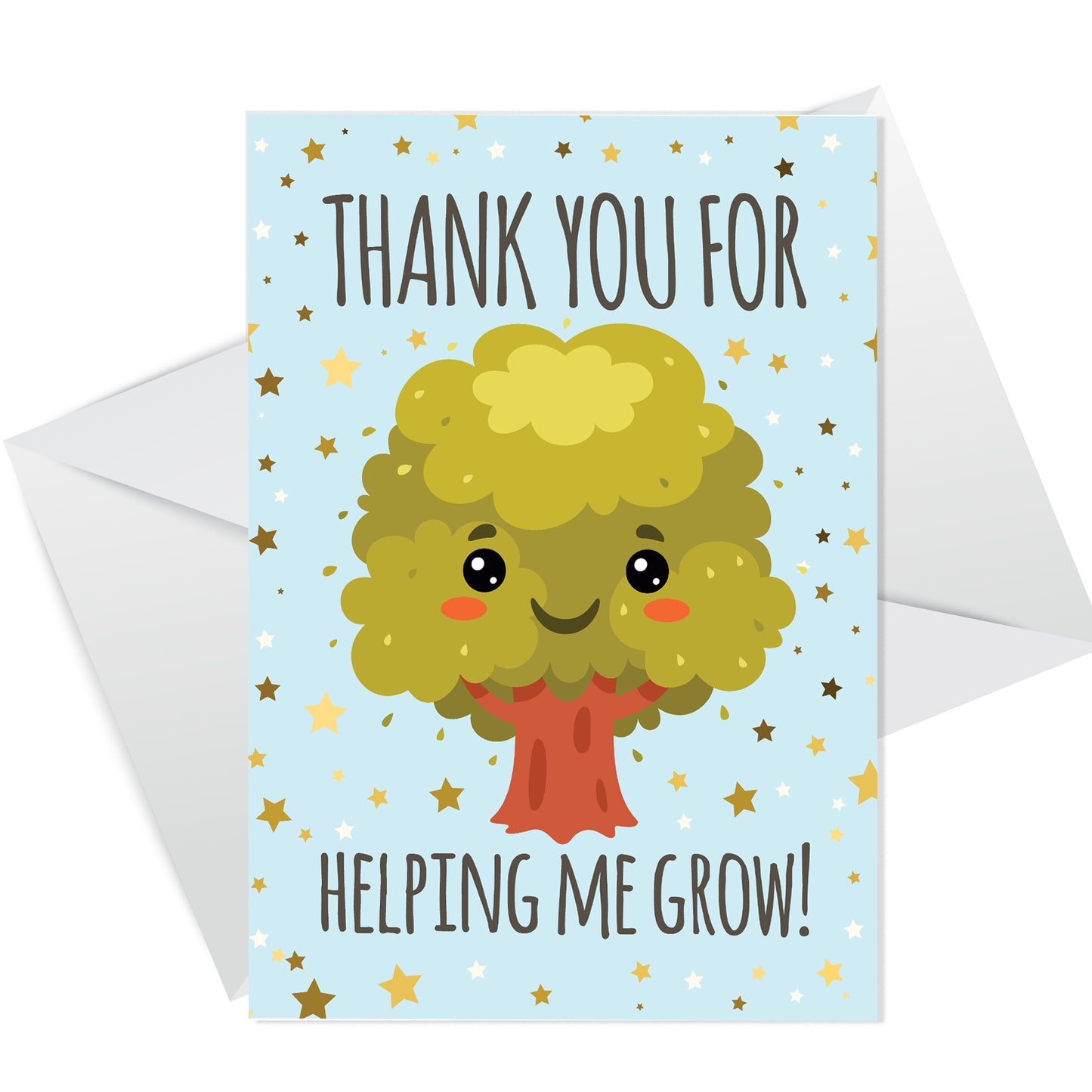 Card For Teacher Thank You For Helping Me Grow Tree Card Leaving