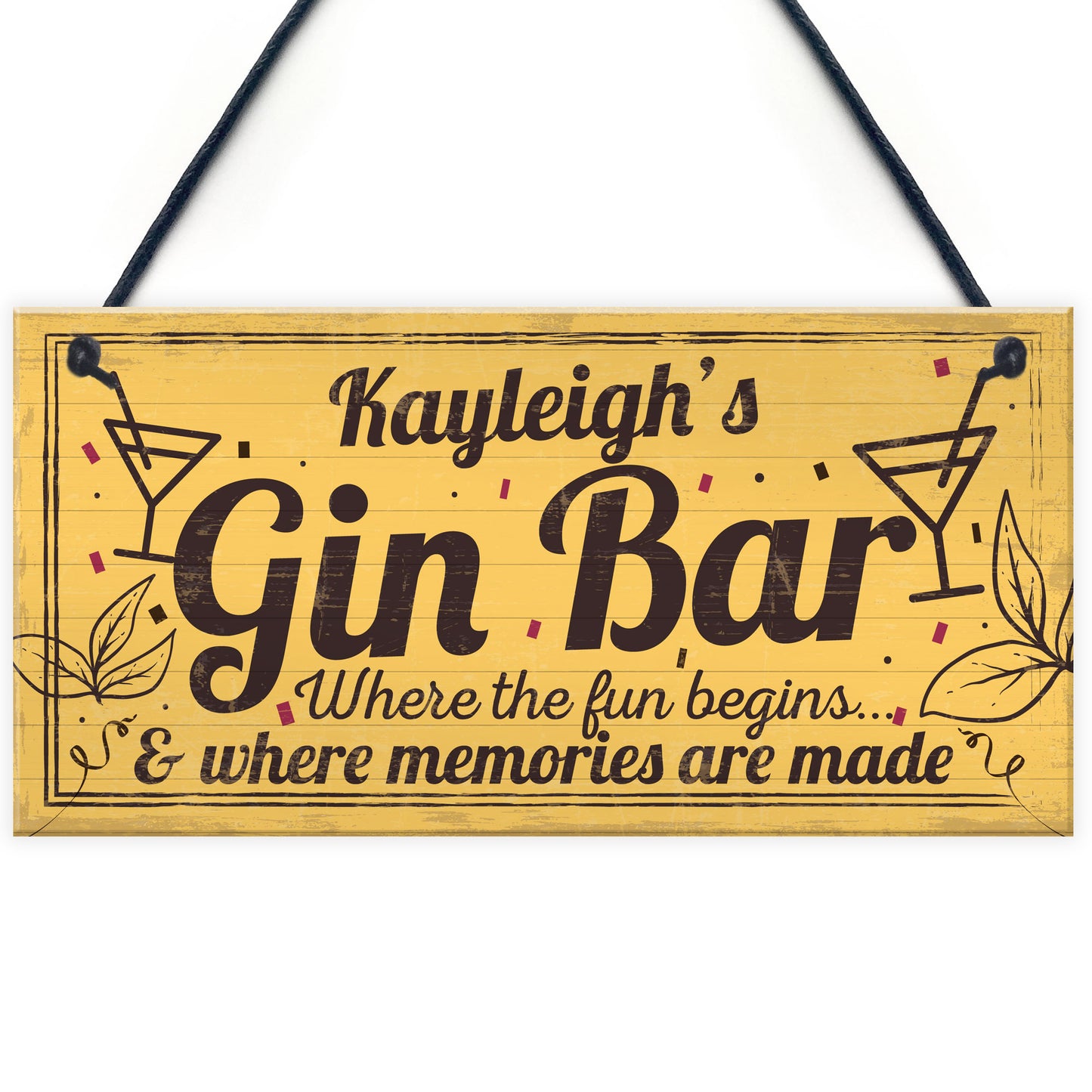 Personalised Gin Bar Signs Gin Gifts for Women Gin Lovers