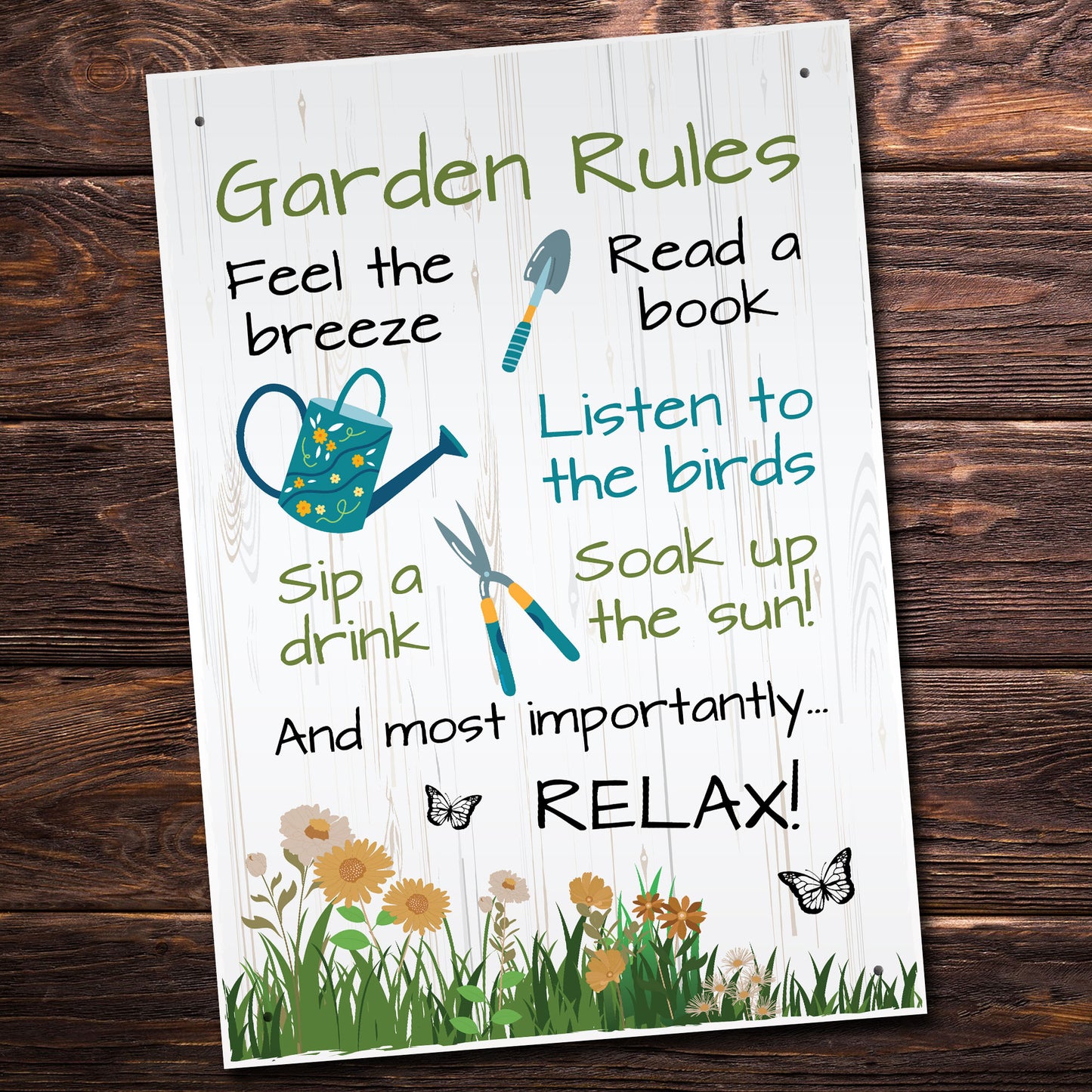 GARDEN RULES SIGN Plaque for Outside Welcome Sign For Garden