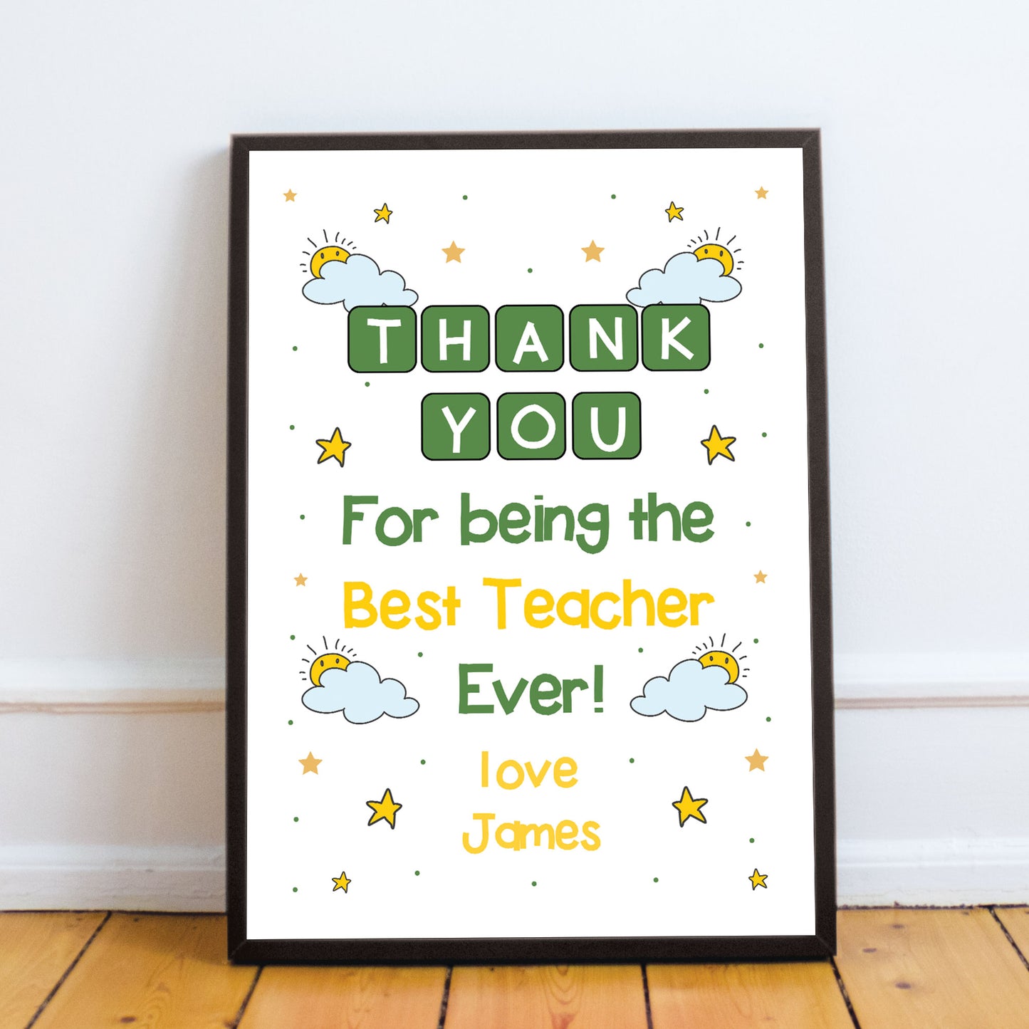 Thank You Gift For Best Teacher Ever Personalised Framed Print