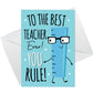 Card For Teacher End Of Year YOU RULE Card For Teacher Nursery