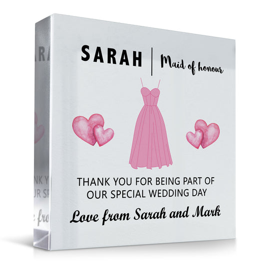Maid of Honour Thank You Gifts Personalised Acrylic Block