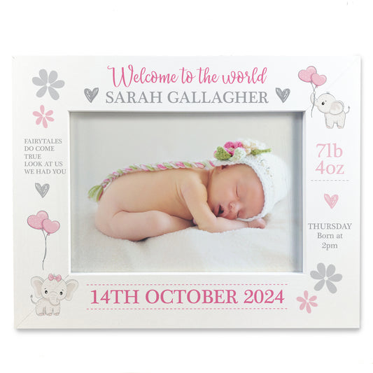 Personalised Newborn Baby Details 7x5 White Photo Frame Keepsake