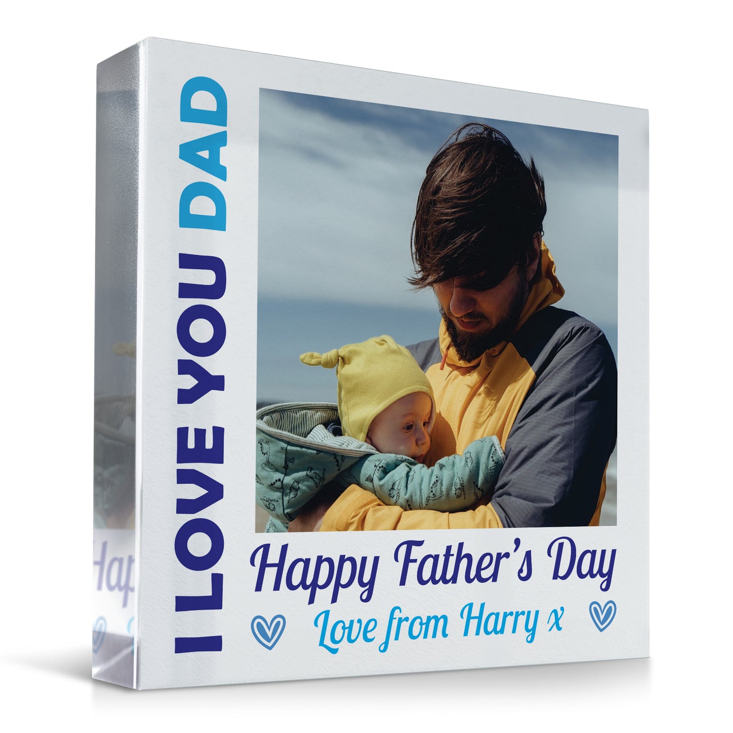 Fathers Day Gift I LOVE YOU DAD Personalised Clear Block