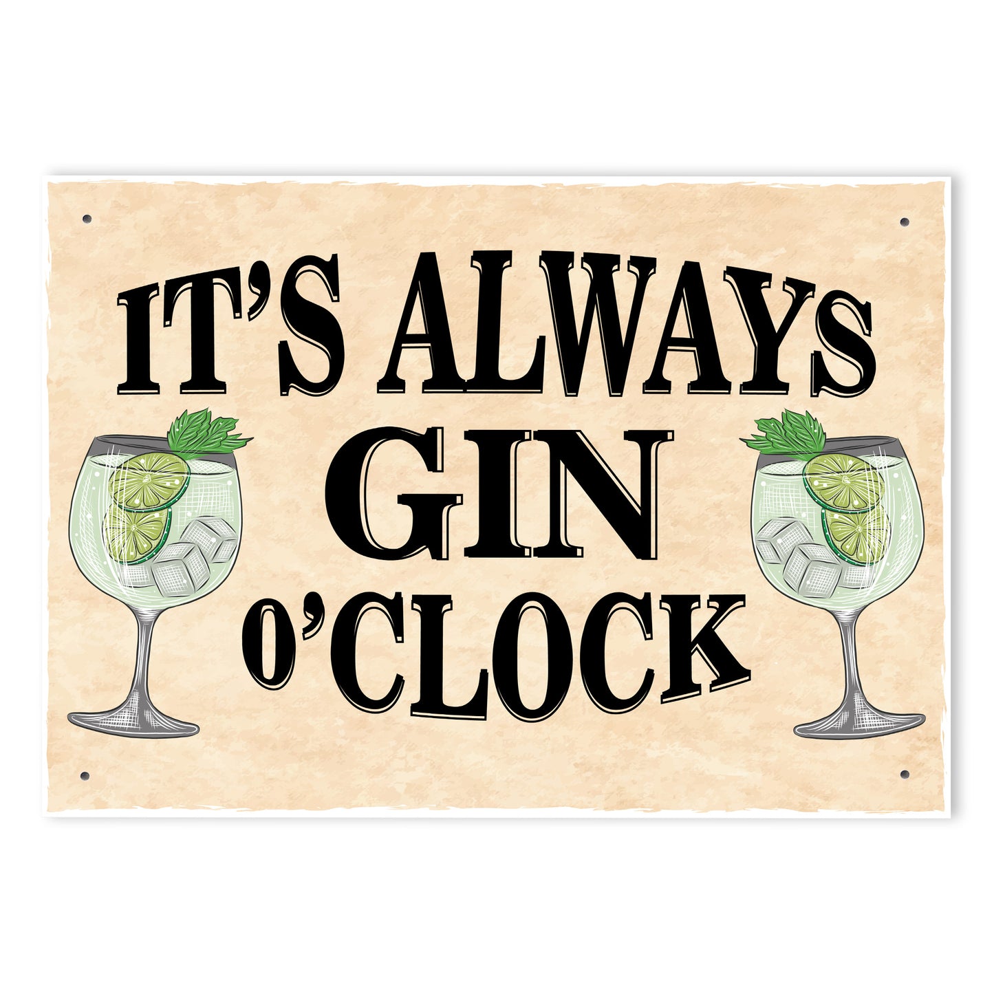 FUNNY Bar Sign For Home Always Gin O Clock Hanging Wall Sign