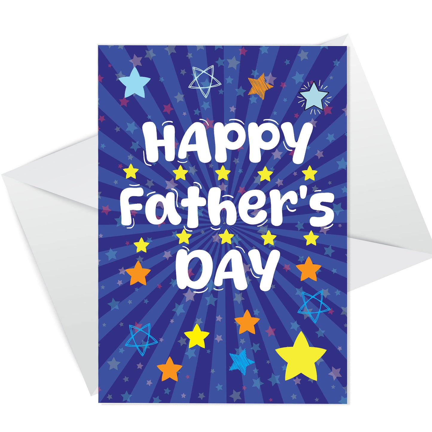 HAPPY FATHERS DAY CARD WITH ENVELOPE Star Design Card For Dad
