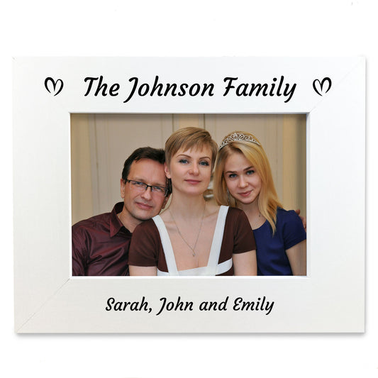 Personalised Family Photo Frame 7x5 White Wooden Picture Frame