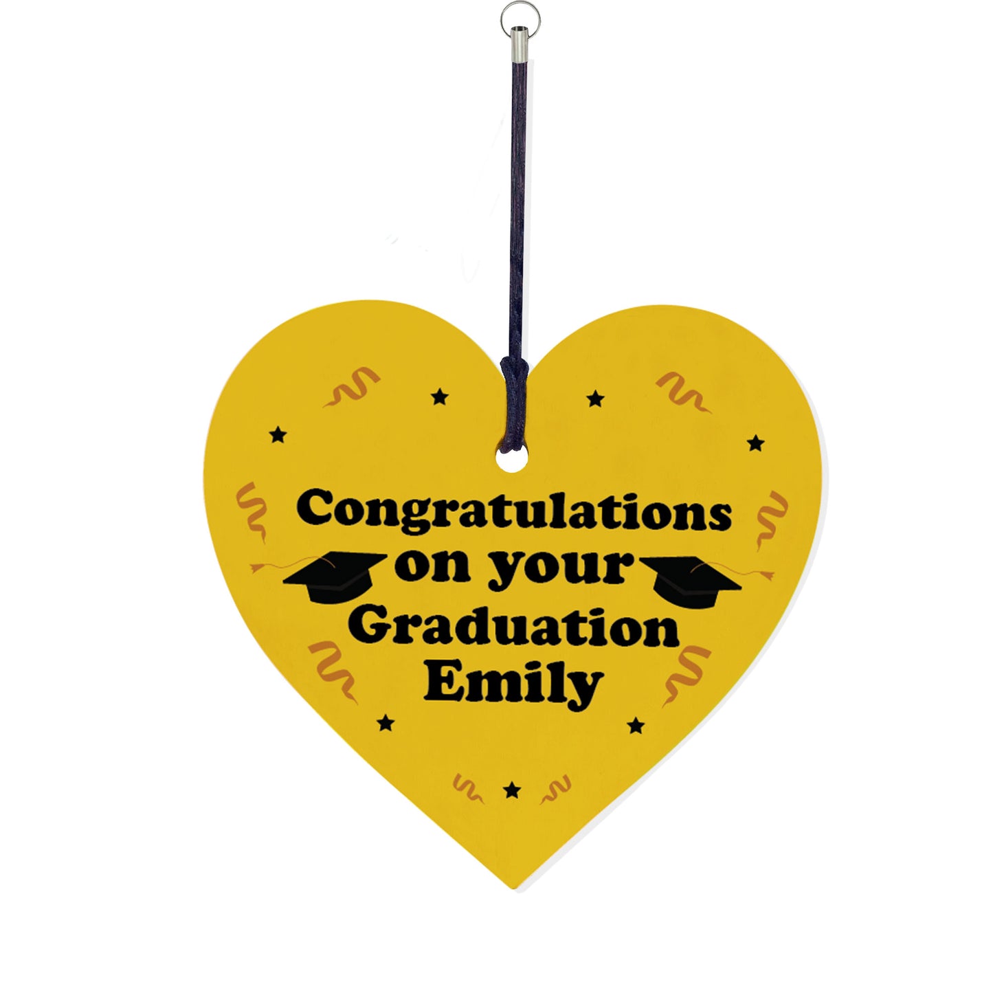 Congratulations Gift Graduation Keyring Wood Heart Personalised