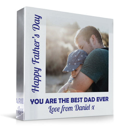 Fathers Day Gift For BEST DAD EVER Personalised Clear Block