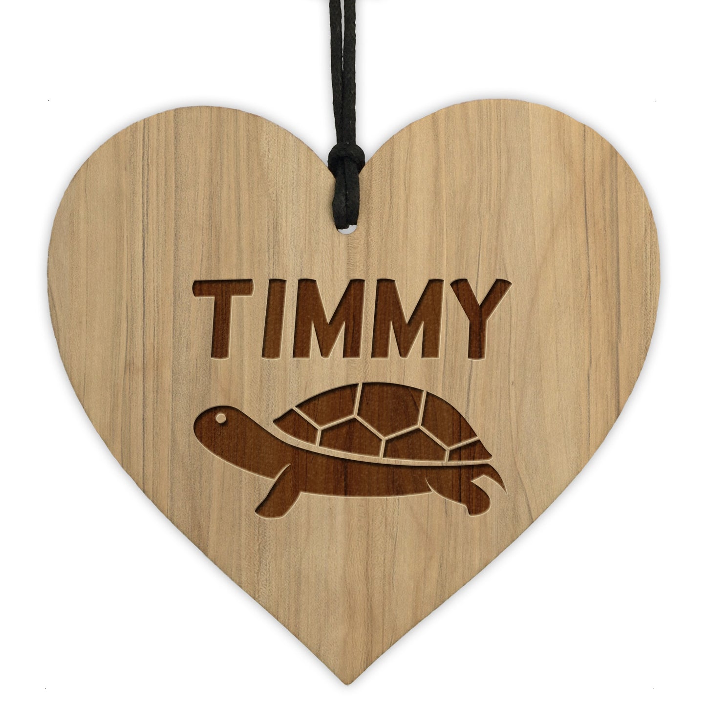 Personalised Tortoise Sign Engraved Wood Heart Turtle Gift