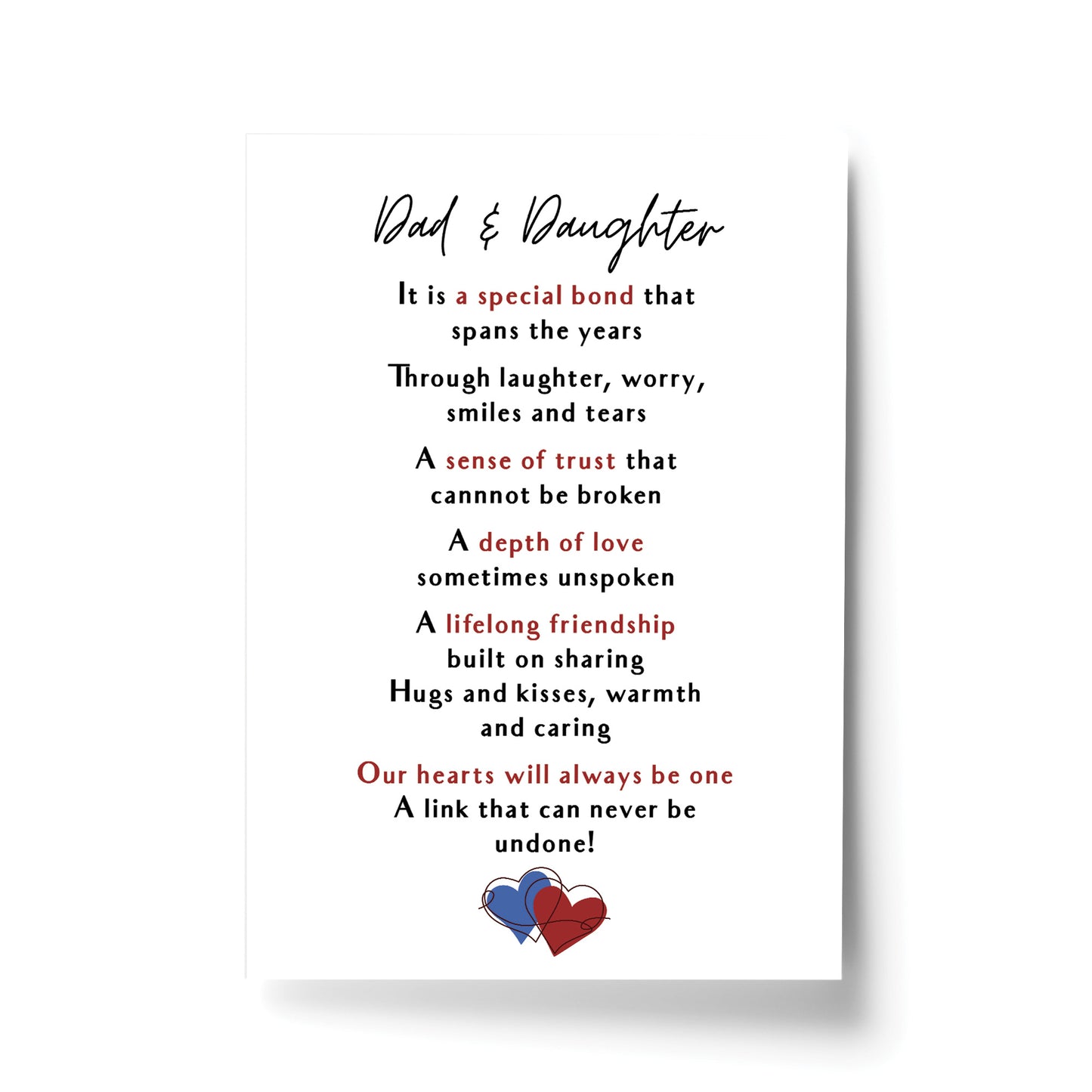 Dad And Daughter Print Thank You Gift For Dad Fathers Day Gift