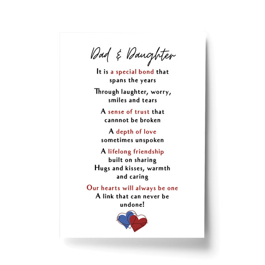 Dad And Daughter Print Thank You Gift For Dad Fathers Day Gift