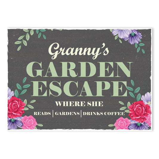 PERSONALISED Any Names GARDEN ESCAPE Sign Garden Shed Sign