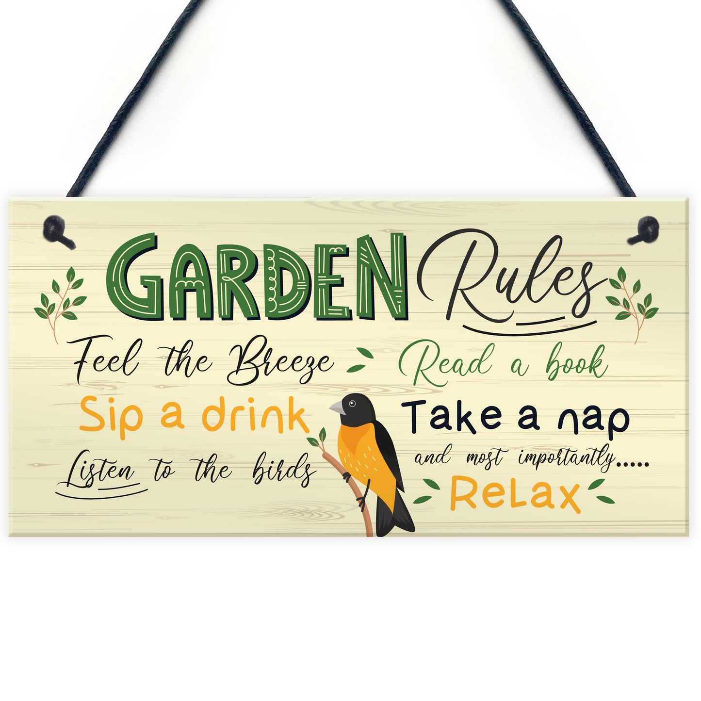 Garden Rules Sign Relax Feel the Breeze Take a Nap Pretty Sign