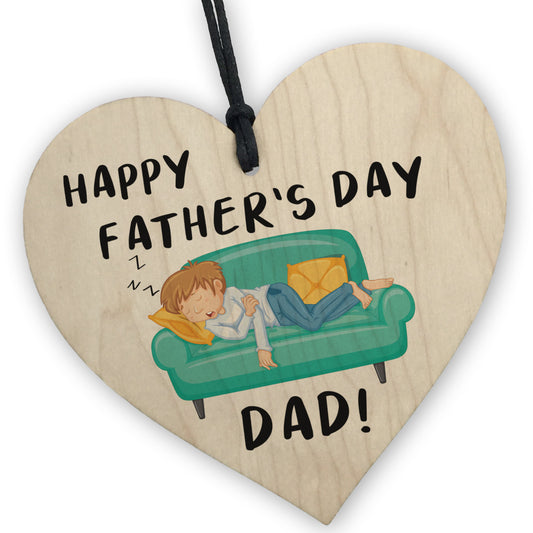 Happy Fathers Day Gift Dad Wooden Heart Funny Gifts Dad Novelty