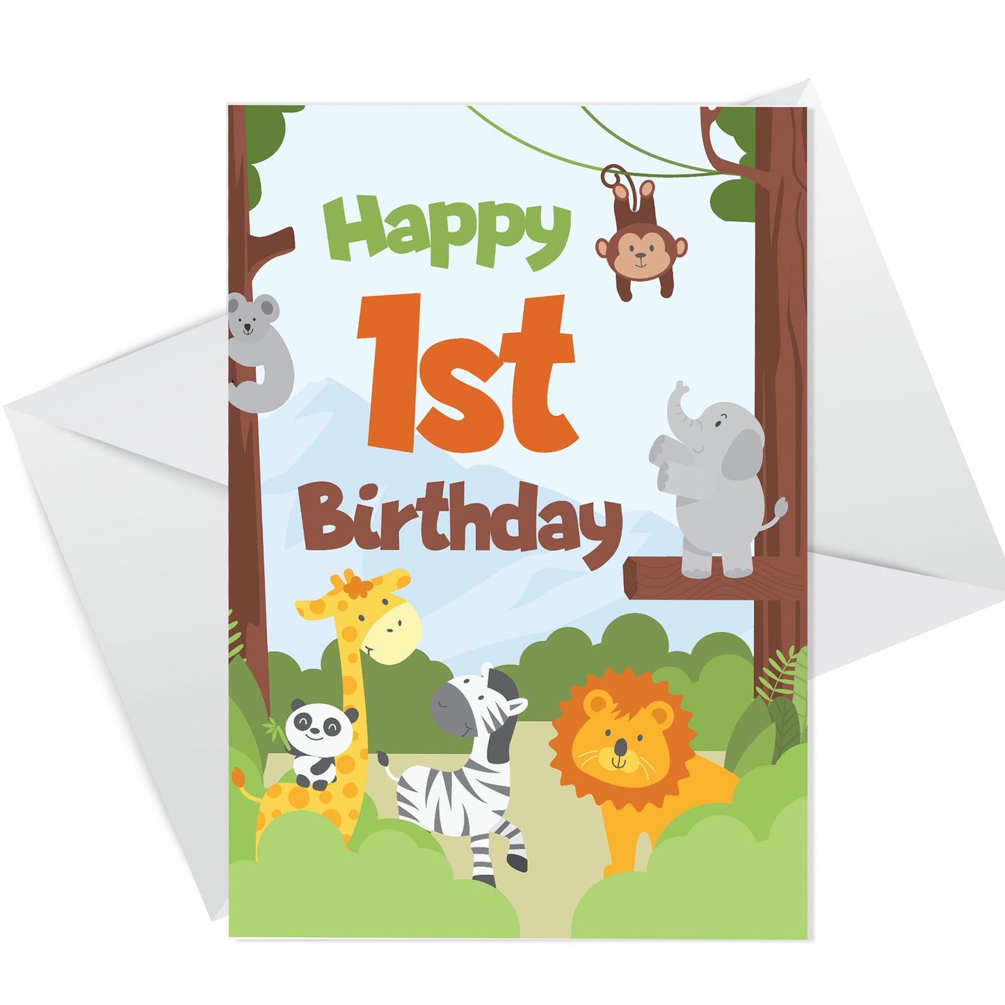 1st Birthday Card for Boys Girls First Birthday Jungle Cards