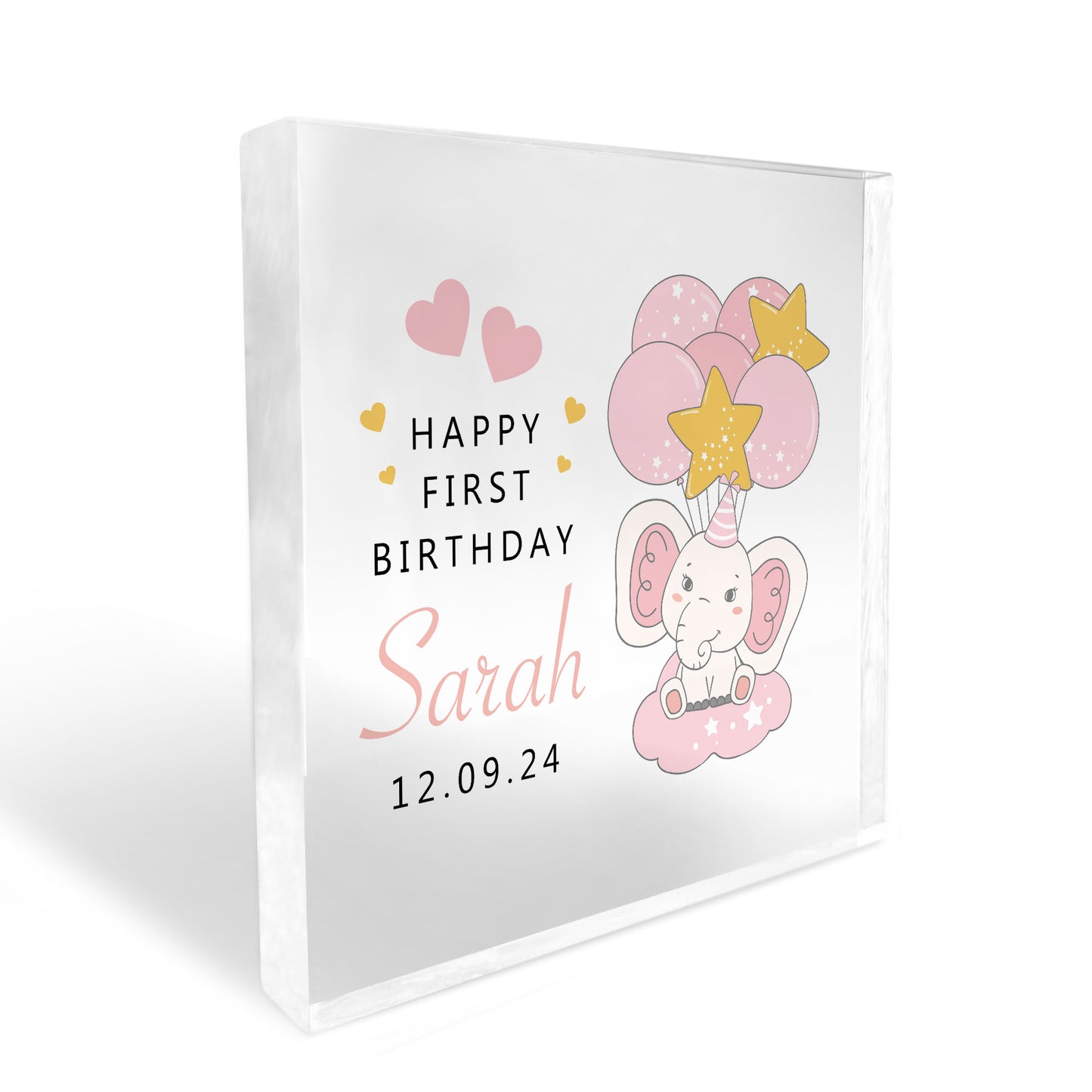 Personalised 1st Birthday Gift For Baby Boy Girl Acrylic Block