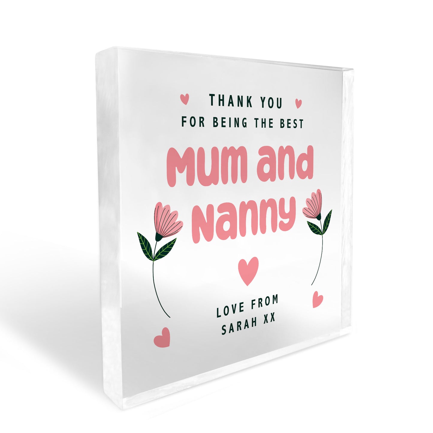 Mum and Nanny Gift Acrylic Block Thank You Birthday Gift For Mum