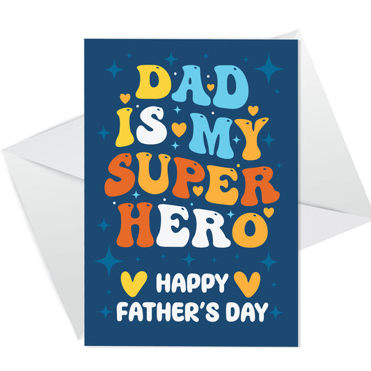 Fathers Day Card For Dad MY SUPERHERO Card With Envelope Dad