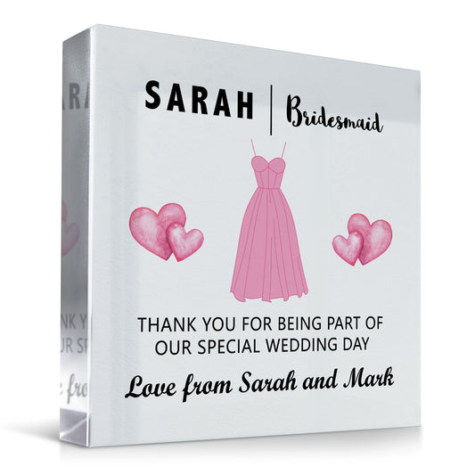 Bridesmaid Thank You Gifts Personalised Acrylic Block Bride Gift