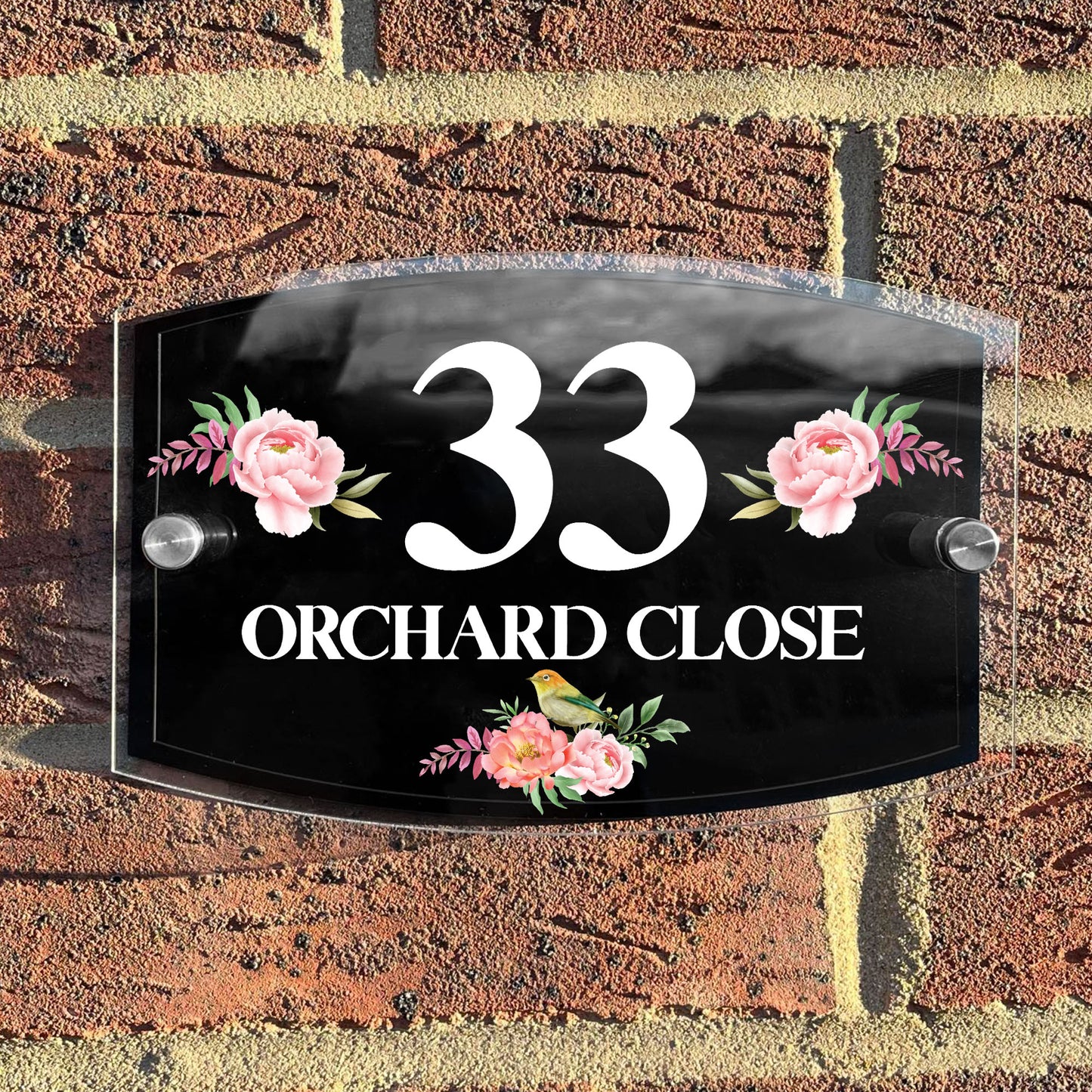 House Name Plaques Personalised Sign for Outside Black Door Sign