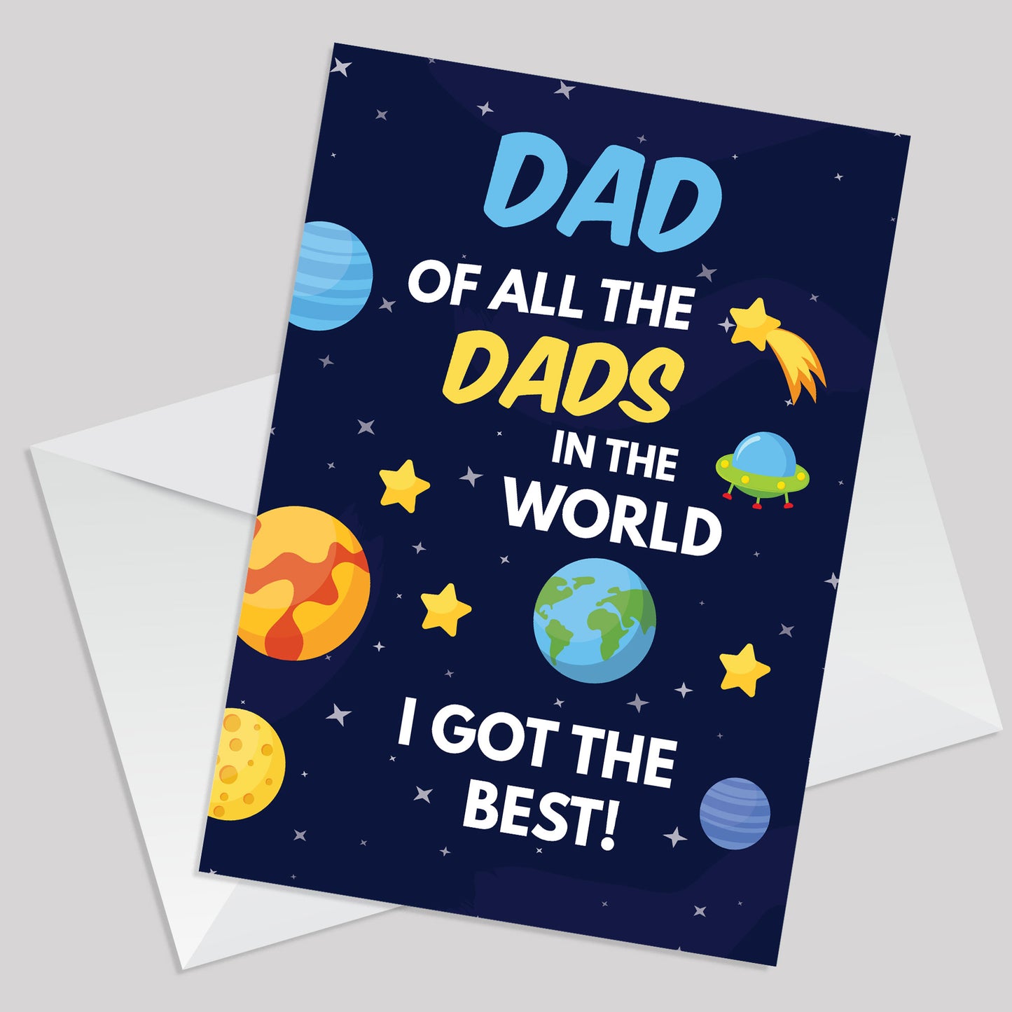 Fathers Day Card Space Theme Card Best Dad In The World Card