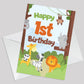 1st Birthday Card for Boys Girls First Birthday Jungle Cards