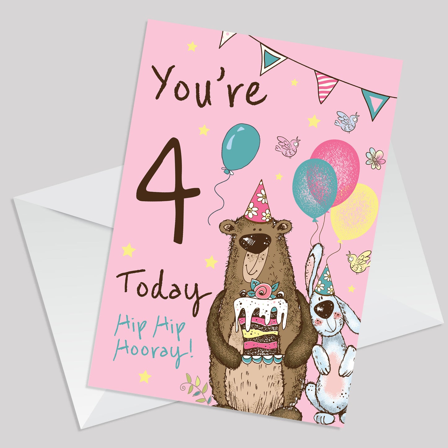 Youre 4 Today Birthday Card Fourth Birthday Card For Daughter