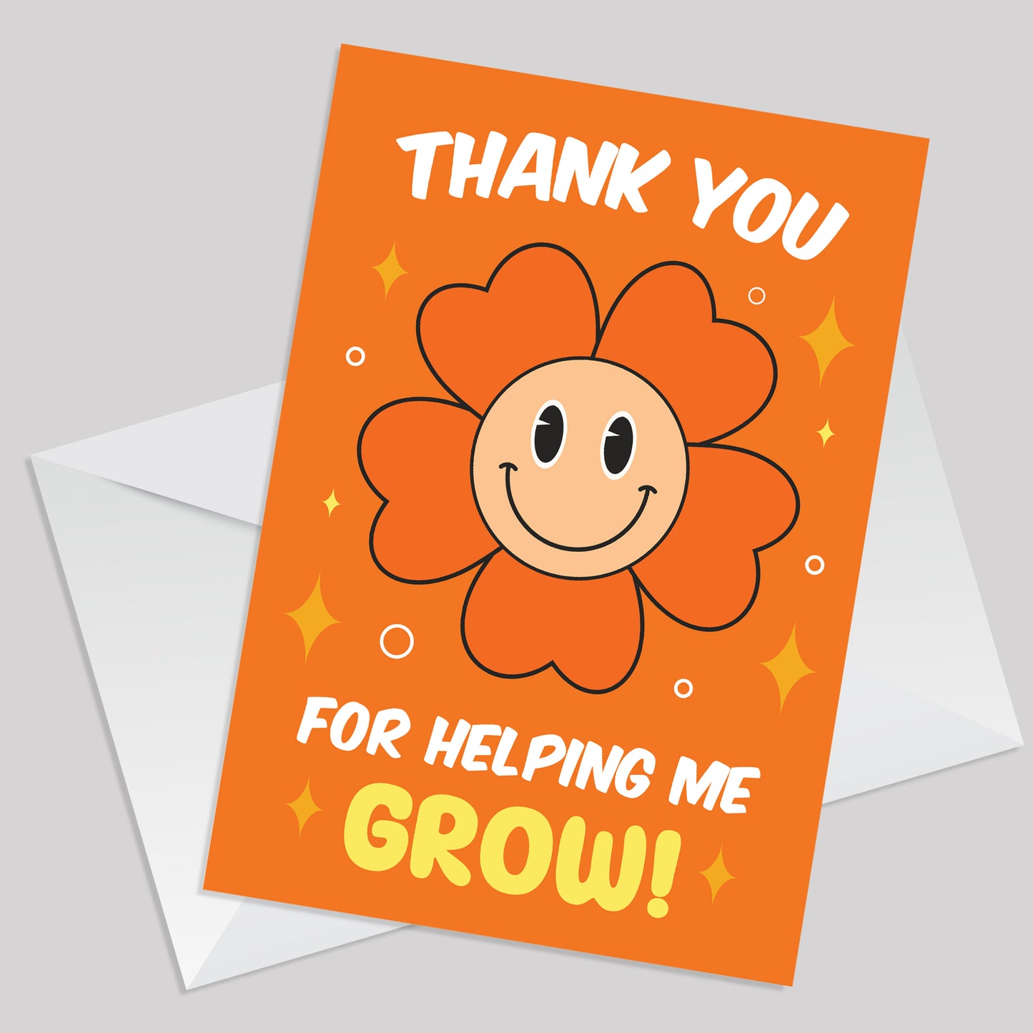 Cute Thank You For Helping Me Grow Card For Teacher Assistant