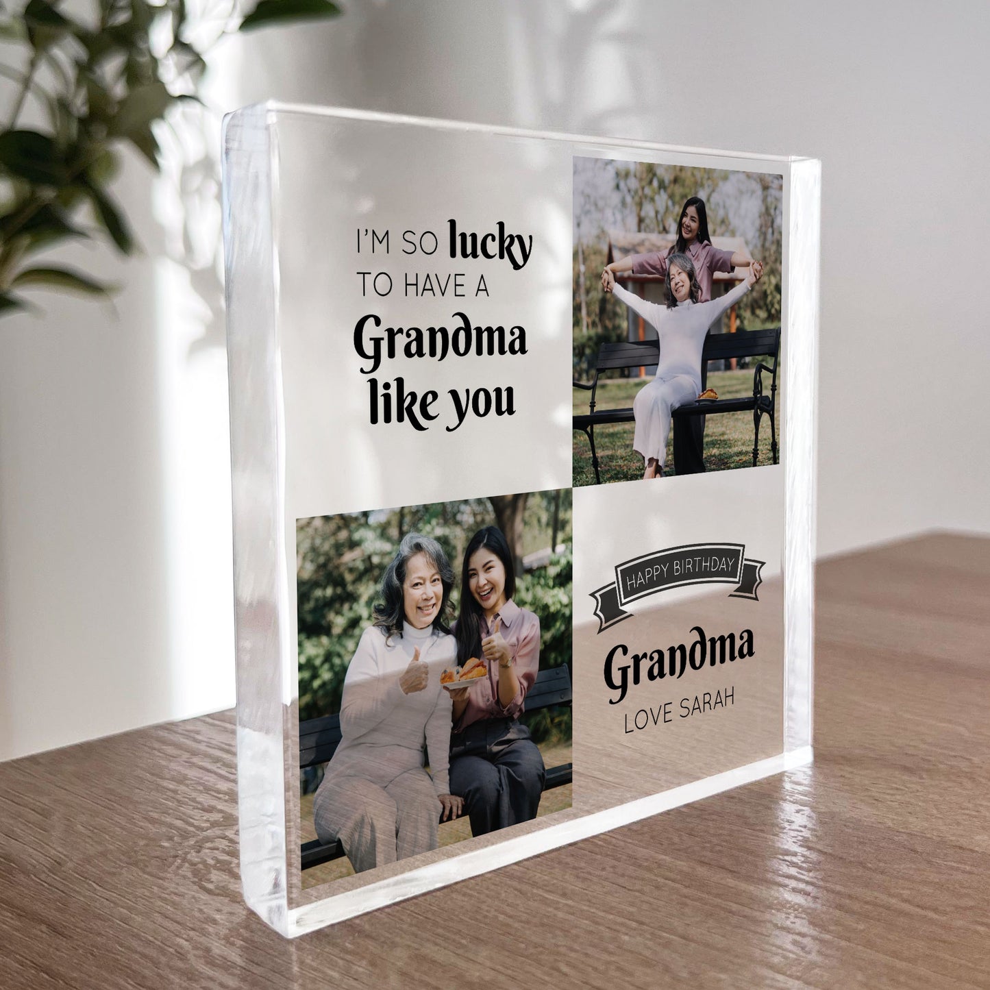 Personalised Grandma Birthday Gifts Acrylic Photo Block For Her