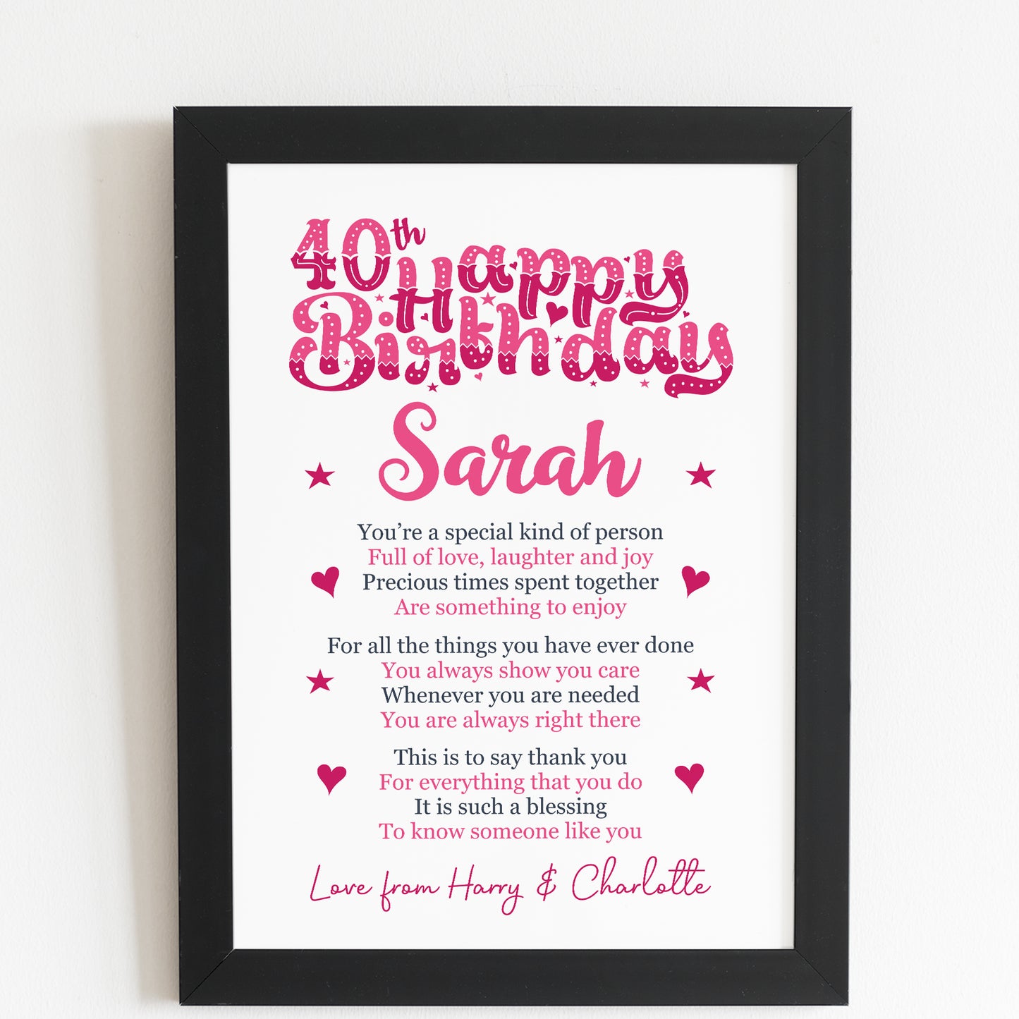 PERSONALISED 40th Birthday Gifts For Her Gift For Daughter