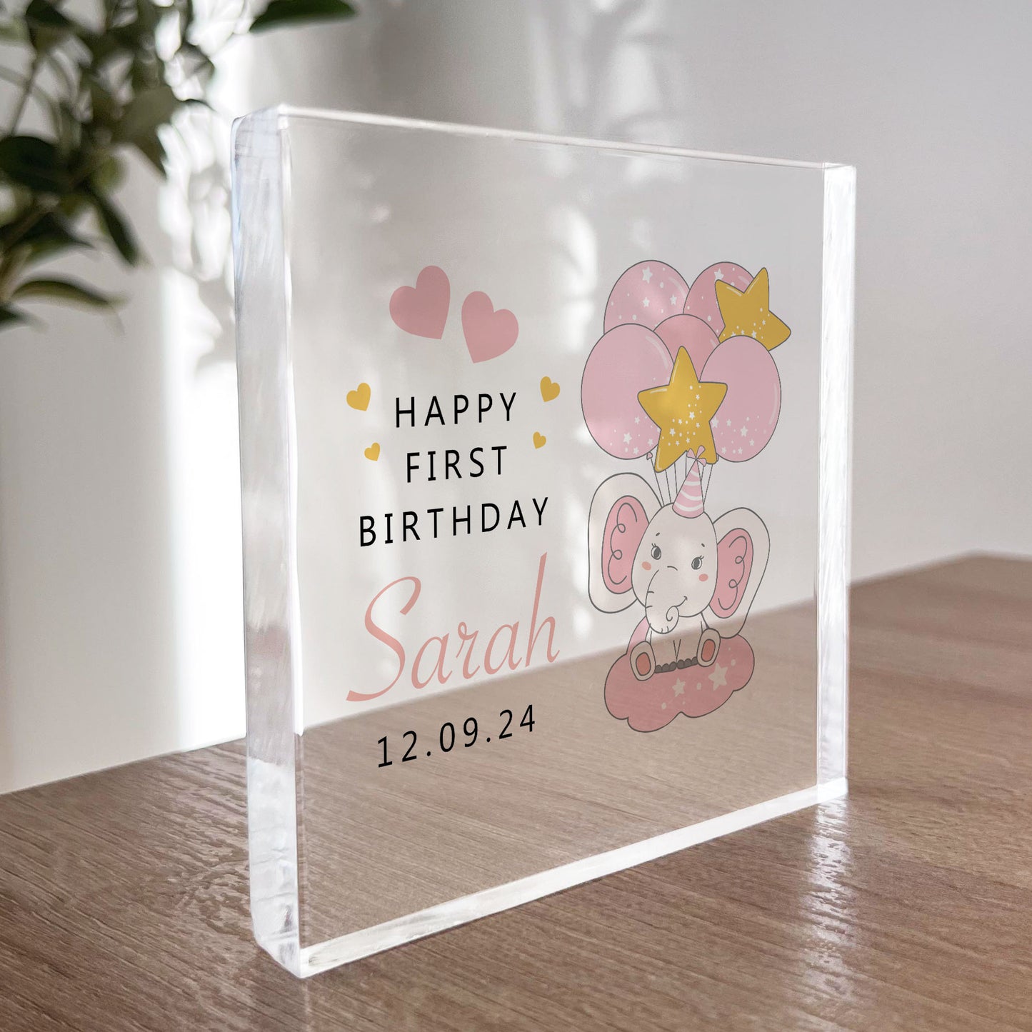 Personalised 1st Birthday Gift For Baby Boy Girl Acrylic Block