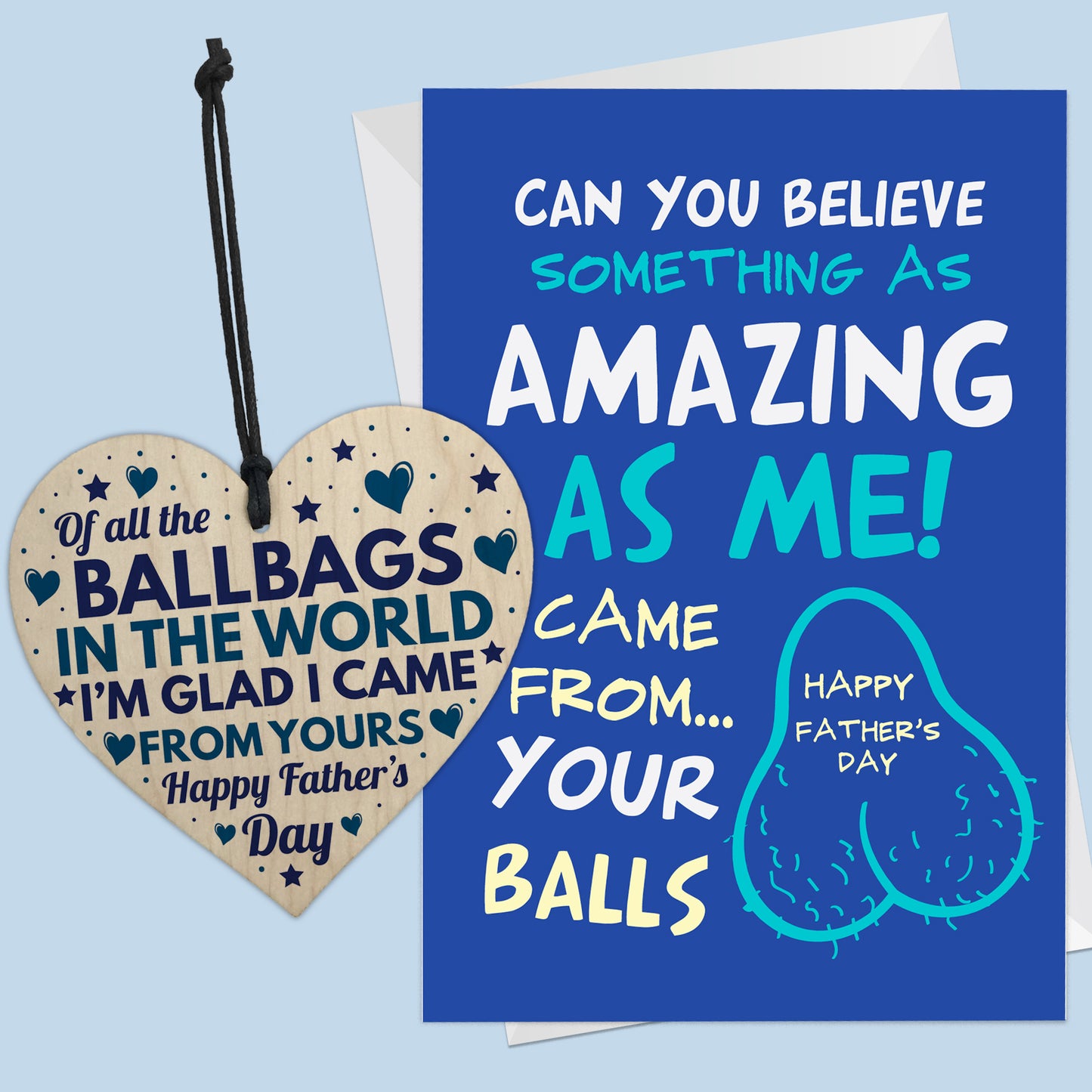 Funny Fathers Day Card and Wooden Heart Novelty Fathers Day Joke