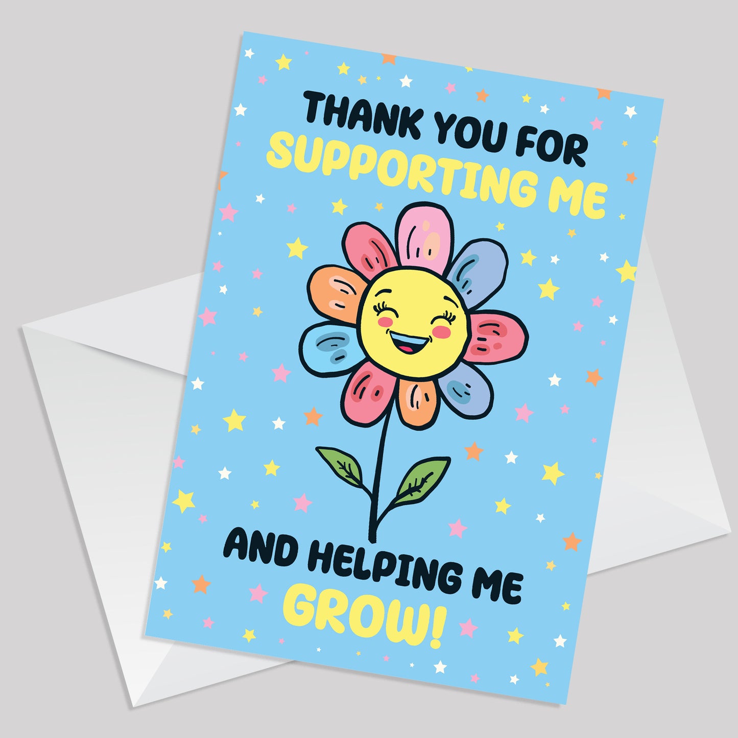 TEACHER CARDS Thank You For Helping Me Grow Flower Card Leaving