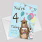 Youre 4 Today Birthday Card First Birthday Card For Grandson Son