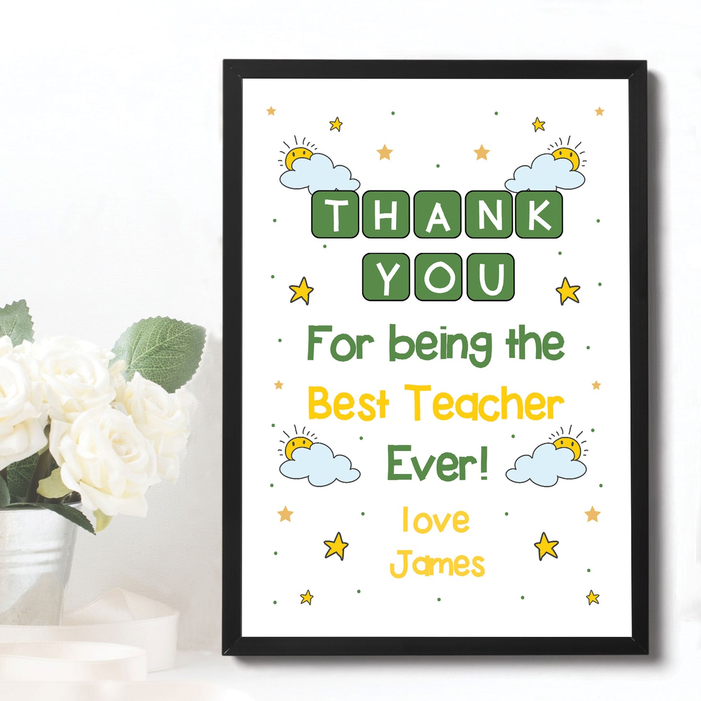 Thank You Gift For Best Teacher Ever Personalised Framed Print