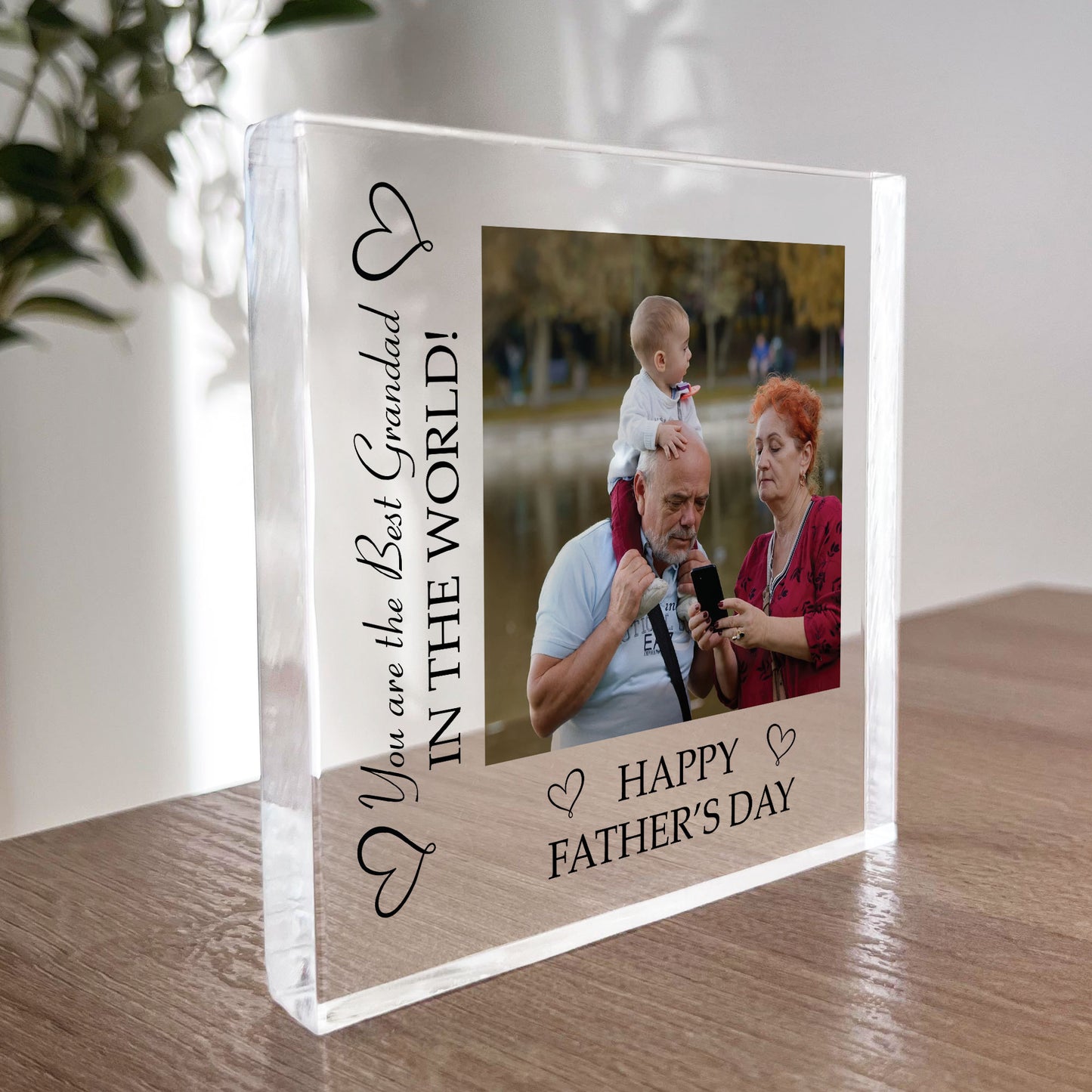 Fathers Day Gift For Grandad Beautiful Personalised Photo Block