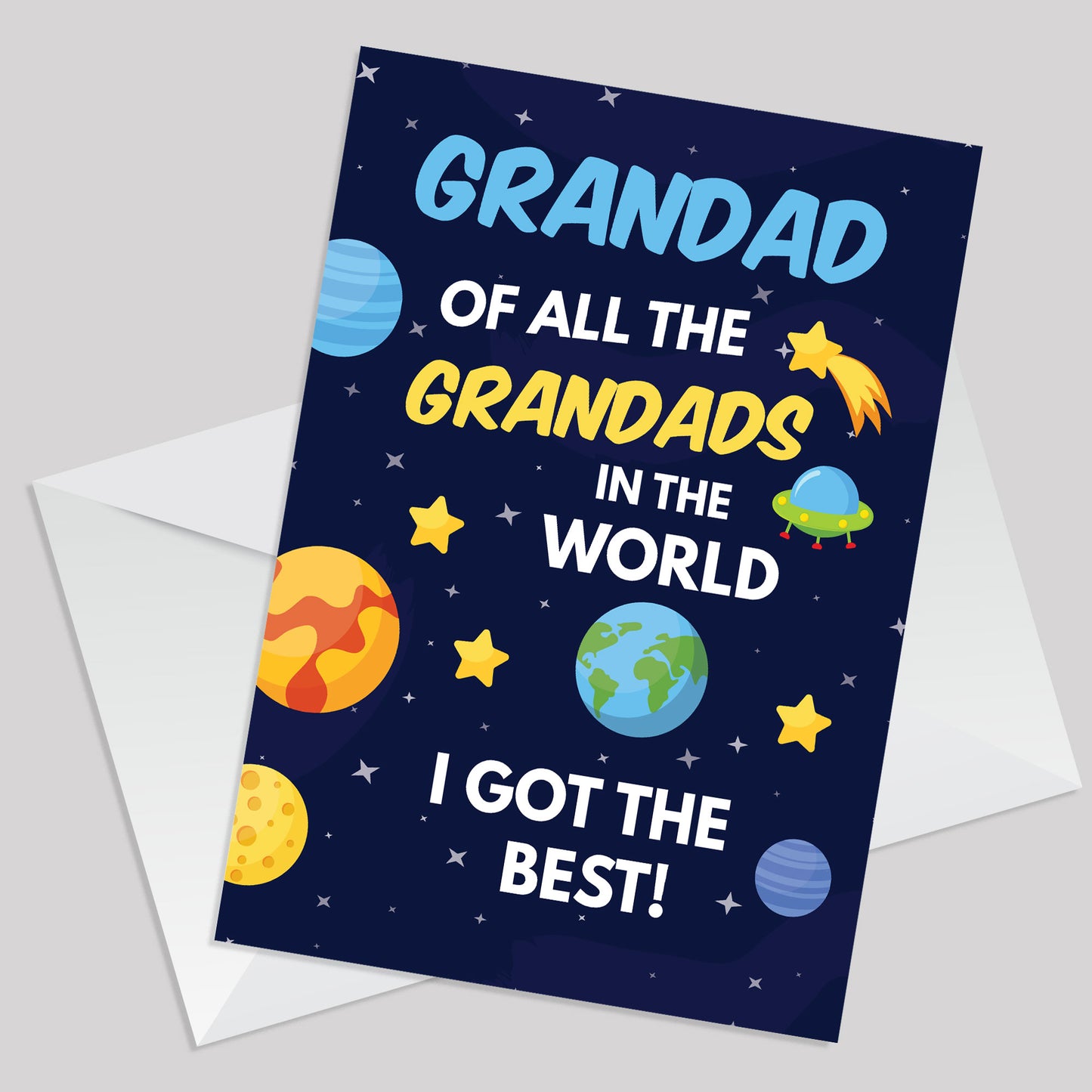 Fathers Day Card Space Theme Card Best Grandad In The World Card